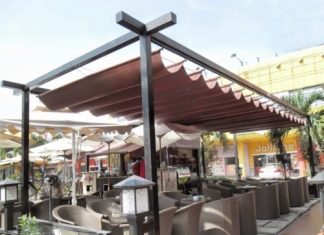 Mái che di động Phương Trang bền vững theo thời gian mái che di động quán cafe